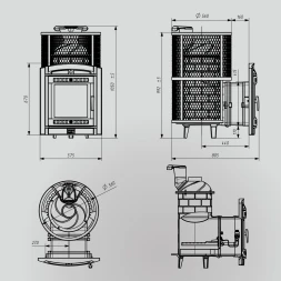 Печь банная «Атмосфера L» сетка нержавейка с газовой горелкой